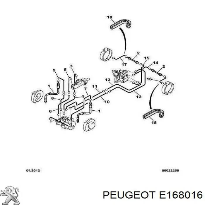 Latiguillo de freno delantero E168016 Peugeot/Citroen