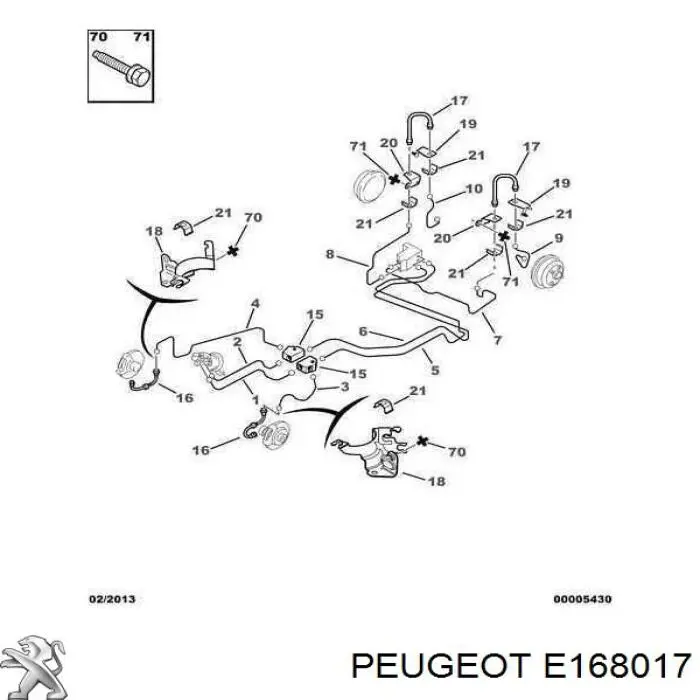 E168017 Peugeot/Citroen шланг тормозной передний