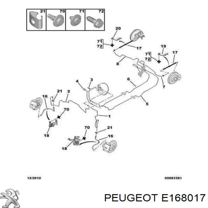 Latiguillo de freno delantero E168017 Peugeot/Citroen