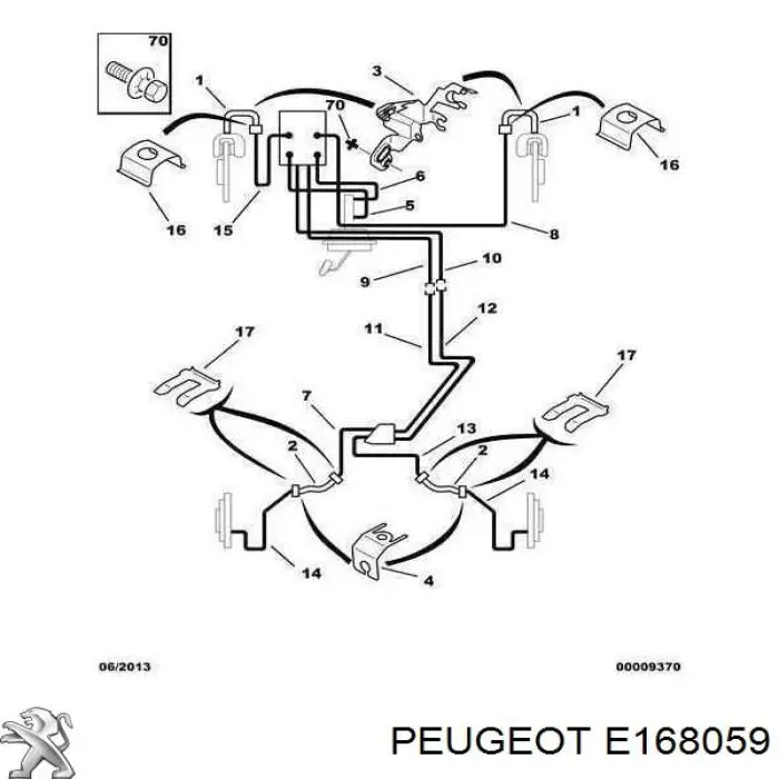 Шланг тормозной передний левый E168059 Peugeot/Citroen