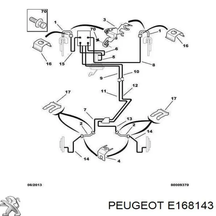 Задний тормозной шланг E168143 Peugeot/Citroen