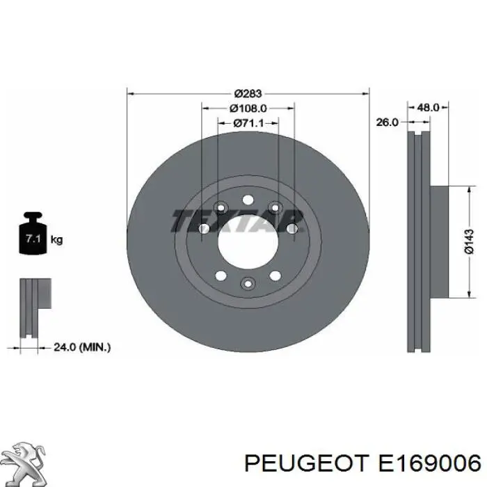 Freno de disco delantero E169006 Peugeot/Citroen