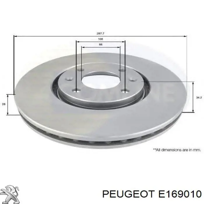 Тормоз дисковый передний Peugeot/Citroen E169010 цена, от 65.02 USD
