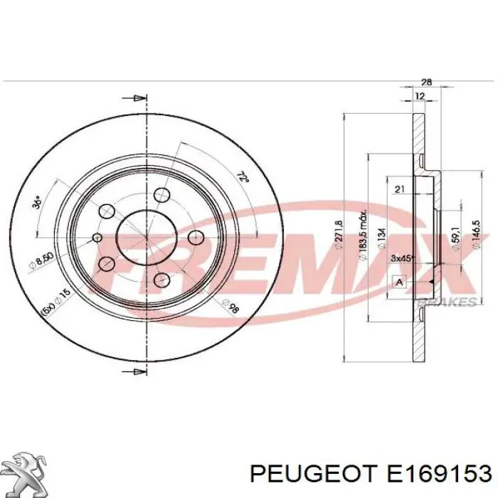 Купить E169153 Peugeot/Citroen Диск тормозной задний