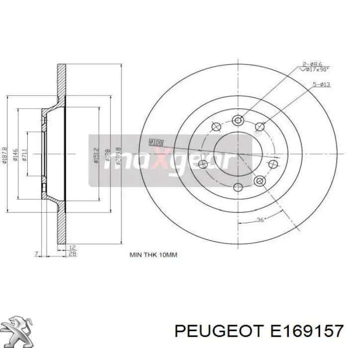 Задний тормозной диск Peugeot/Citroen E169157 цена, от 33.56 USD