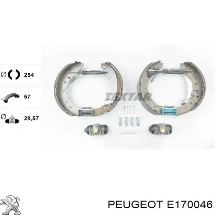 Колодки тормозные задние барабанные, в сборе с цилиндрами, комплект E170046 Peugeot/Citroen