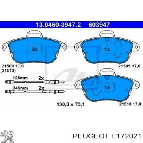 Pastillas de freno delanteras E172021 Peugeot/Citroen