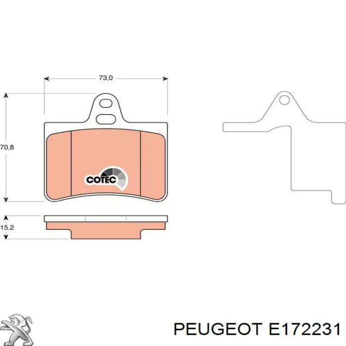 Pastillas de freno traseras E172231 Peugeot/Citroen