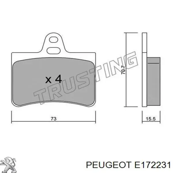 Колодки дисковые  Peugeot/Citroen E172231 цена, от 20.56 USD