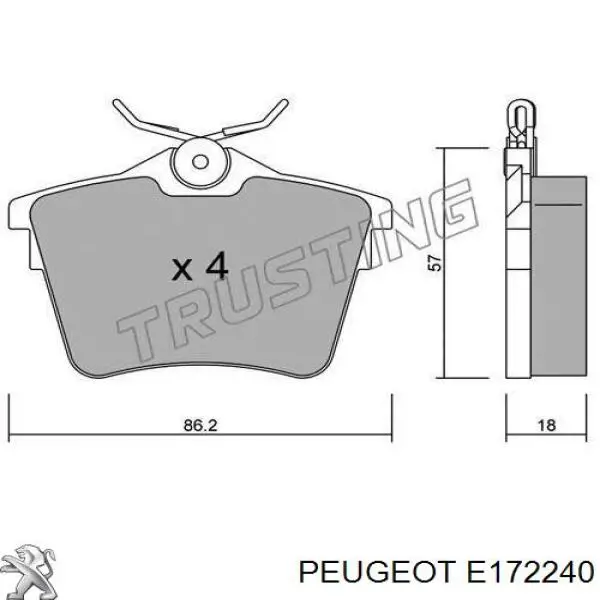 Pastillas de freno traseras E172240 Peugeot/Citroen