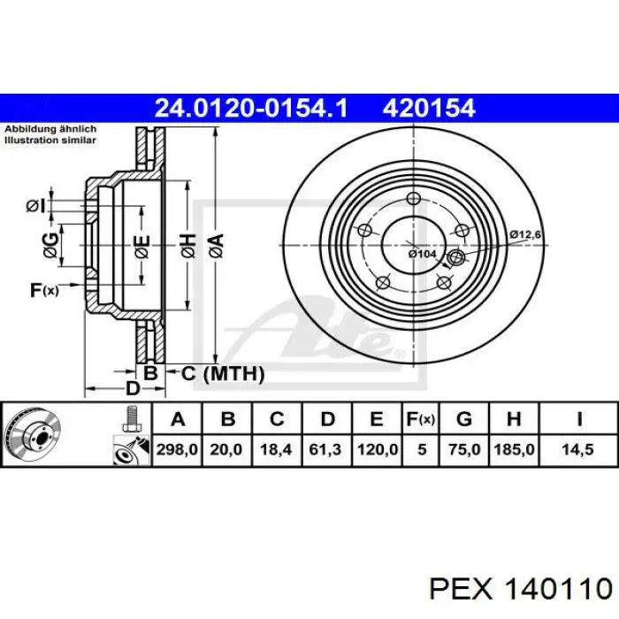 Тормозные диски 140110 PEX