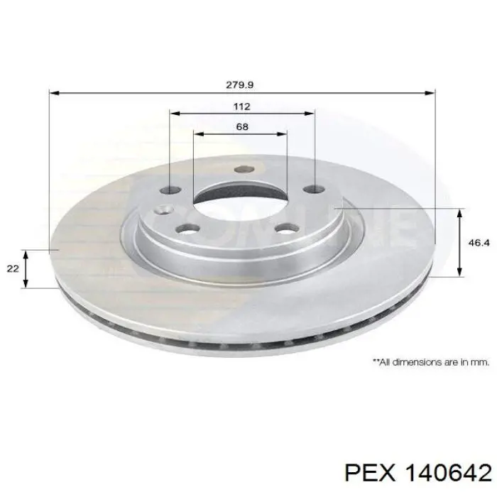 140642 PEX диск тормозной передний