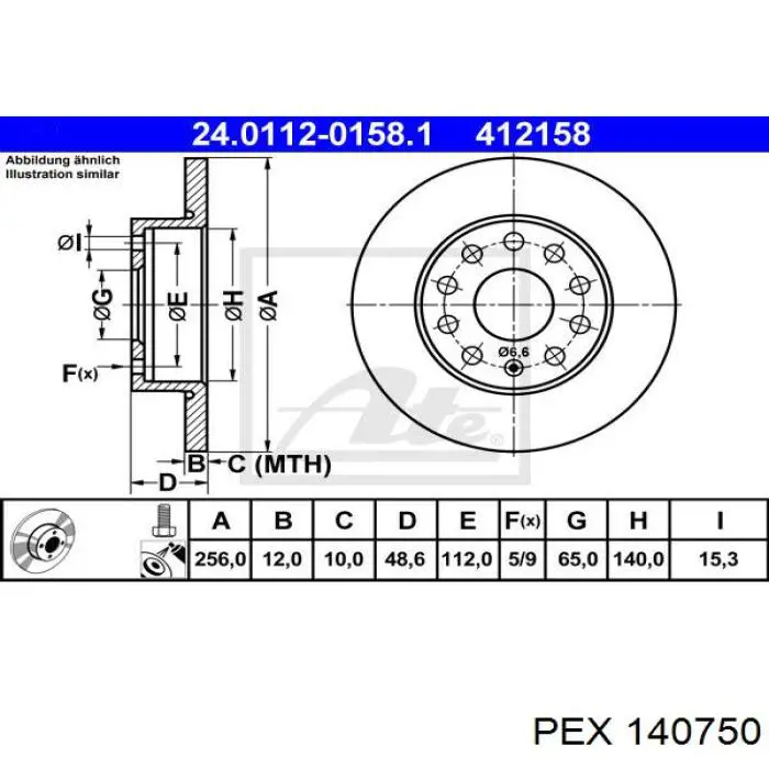 Тормозные диски 140750 PEX