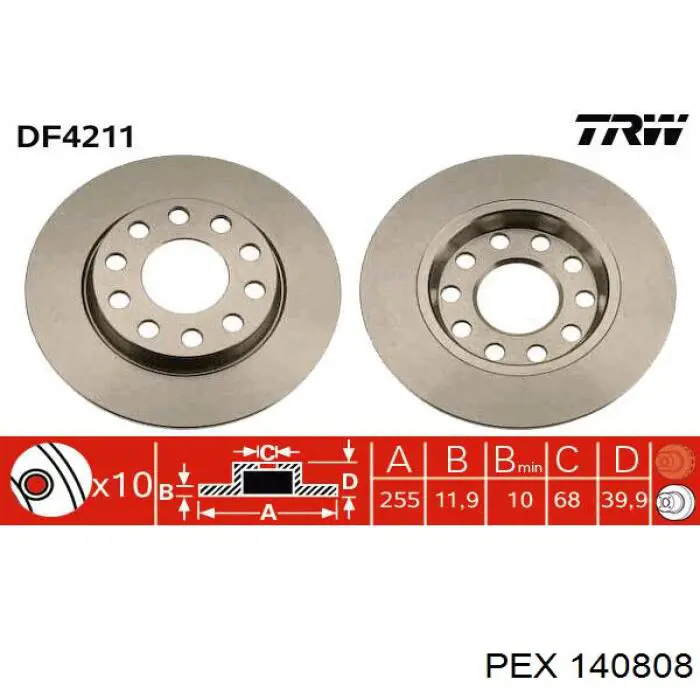 140808 PEX диск тормозной задний