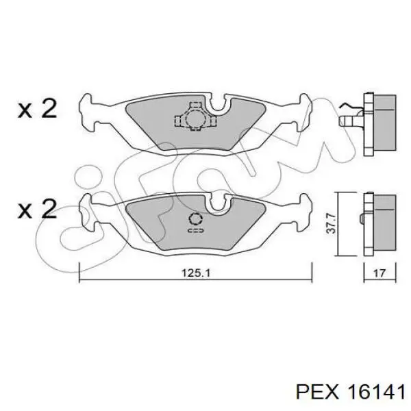 16141 PEX датчик износа тормозных колодок передний