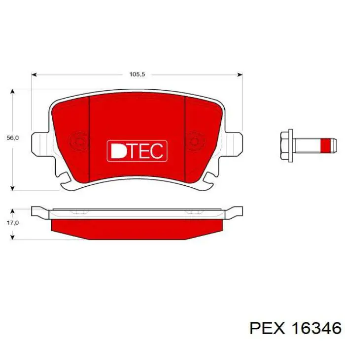 16346 PEX  Датчик износа тормозных колодок задний