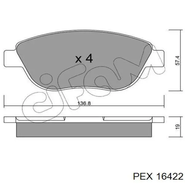16422SET PEX датчик износа тормозных колодок передний