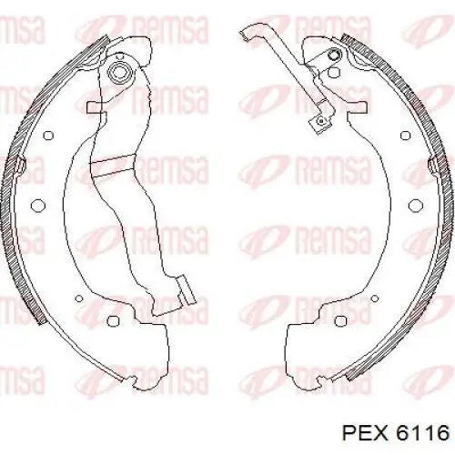 Задние барабанные колодки 6116 PEX