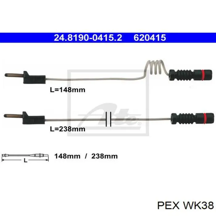 WK38 PEX датчик износа тормозных колодок передний