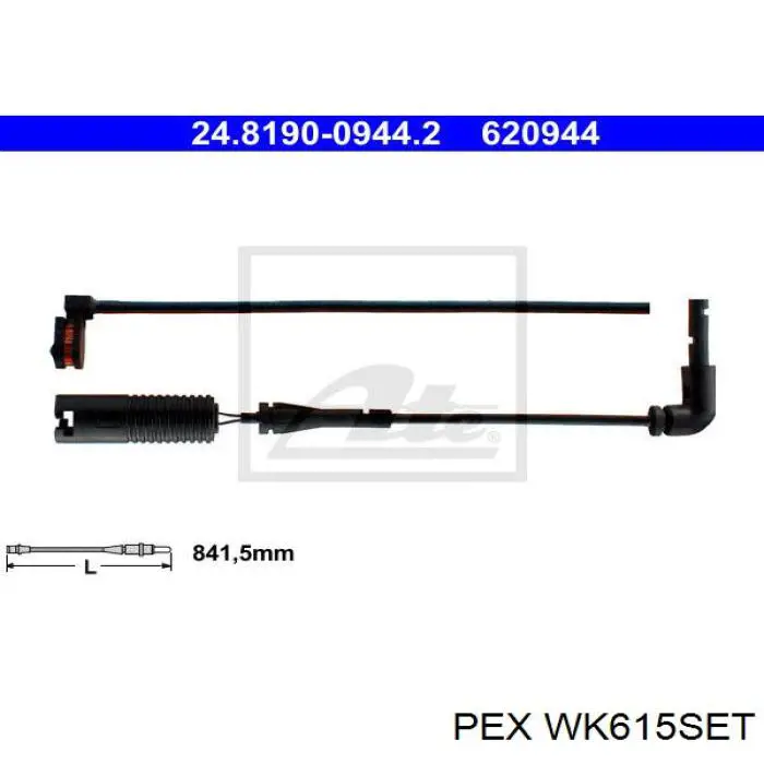 Датчик износа тормозных колодок передний WK615SET PEX