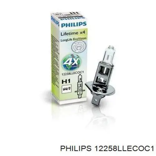 Галогенная автолампа Philips H1 P14,5s 12V 12258LLECOC1