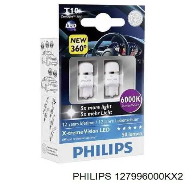 127996000KX2 Philips лампочка плафона освещения салона/кабины