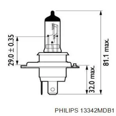 Галогенная автолампа Philips H4 P43t-38 24V 13342MDB1