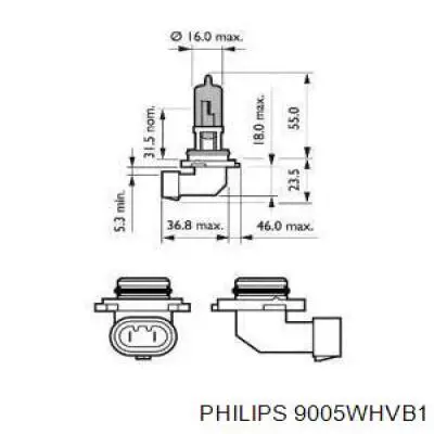 Лампочка ближнего света Philips 9005WHVB1 цена, от 3.61 USD