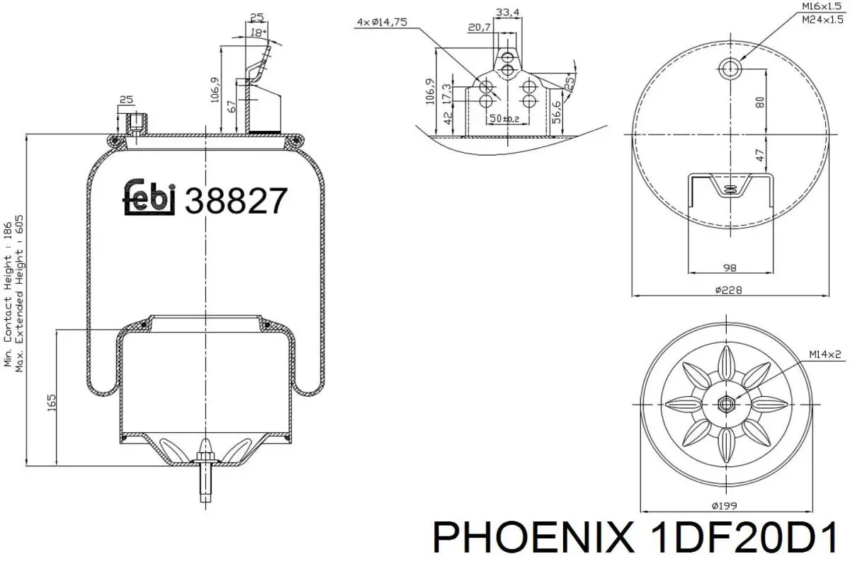 Рессора пневматической подвески Phoenix 1DF20D1 цена, от 38.16 USD