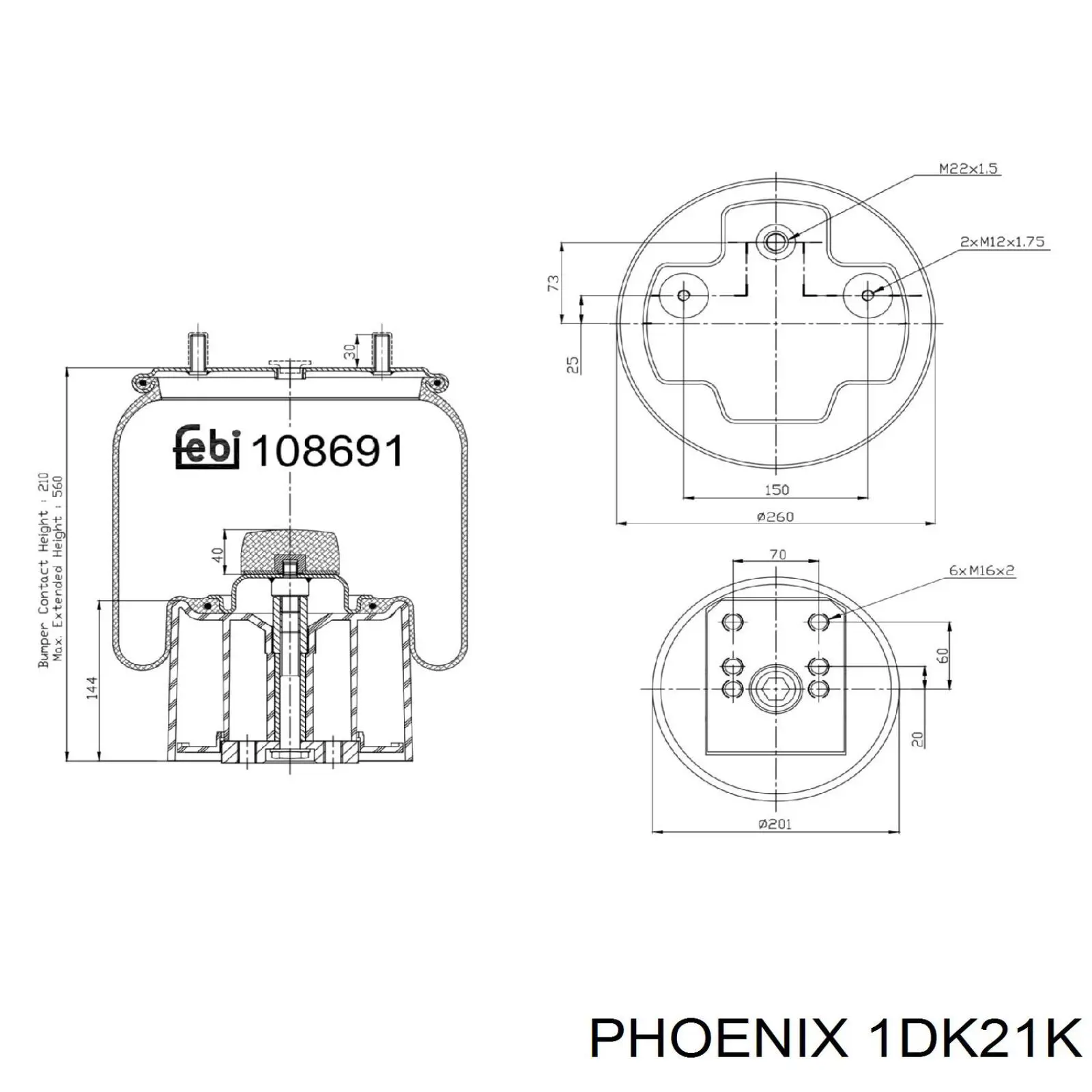 Рессора пневматической подвески Phoenix 1DK21K цена, от 58.59 USD