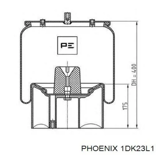 Пневмоподушка (пневморессора) моста 1DK23L1 Phoenix