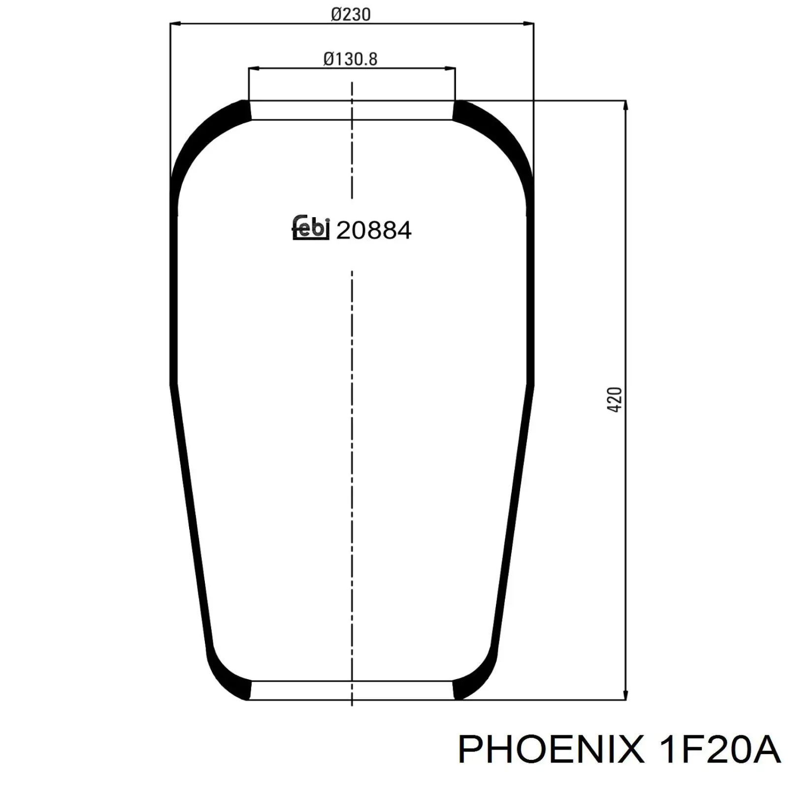 Пневмоподушка (пневморессора) моста 1F20A Phoenix