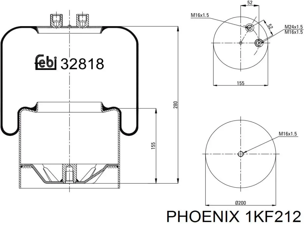 1KF21-2 Phoenix пневмоподушка (пневморессора моста)