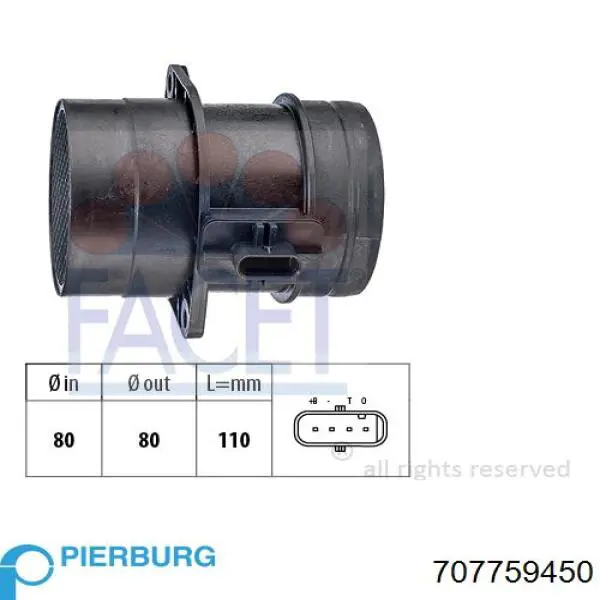 7.07759.45.0 Pierburg sensor de fluxo (consumo de ar, medidor de consumo M.A.F. - (Mass Airflow))