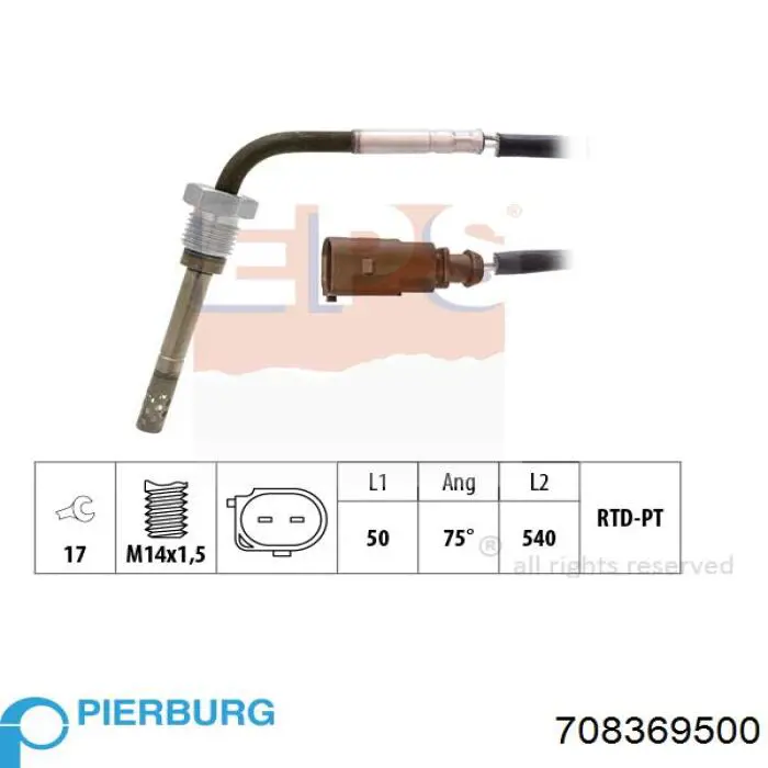 Датчик температуры отработавших газов (ОГ), перед сажевым фильтром 708369500 Pierburg