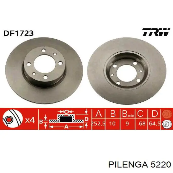 5220 Pilenga диск тормозной передний