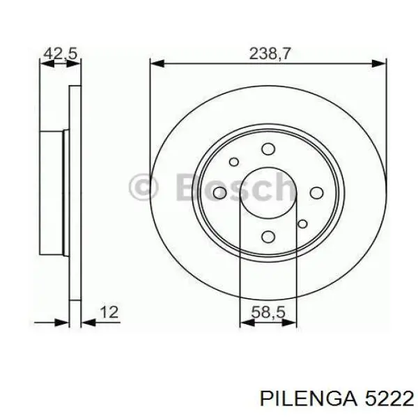 5222 Pilenga диск тормозной передний