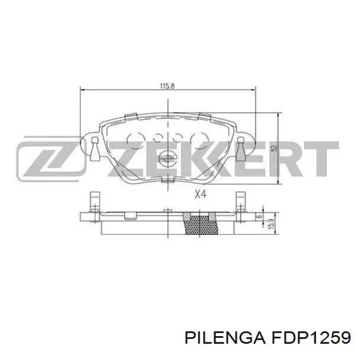 Задние тормозные колодки FDP1259 Pilenga