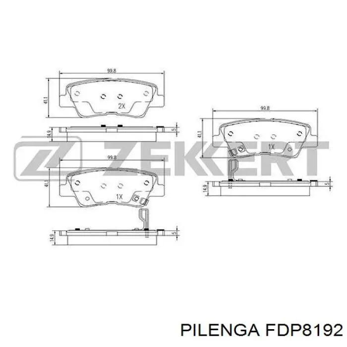 FDP8192 Pilenga колодки тормозные задние дисковые