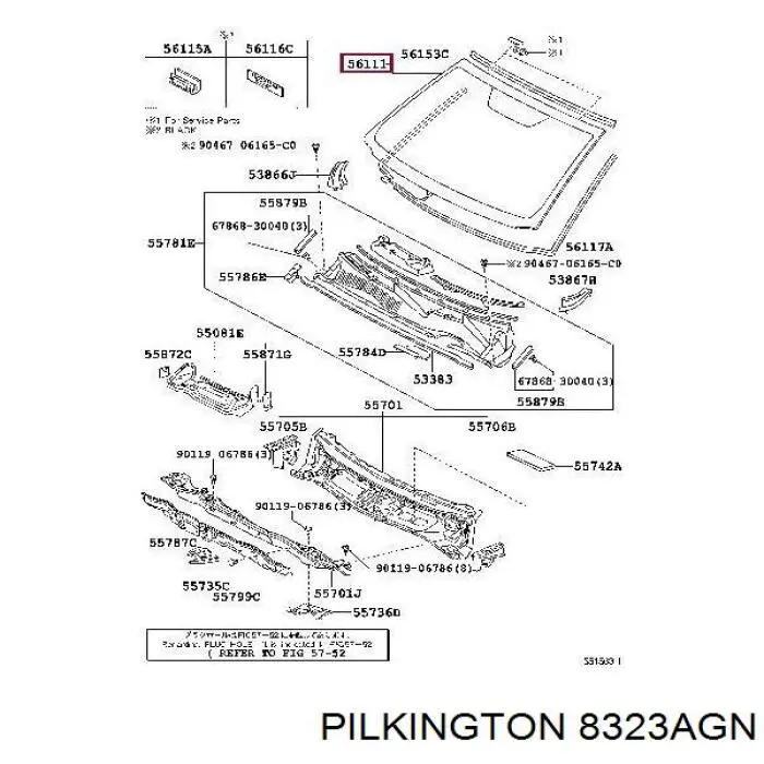 GS 7009 D12-P Pilkington стекло лобовое
