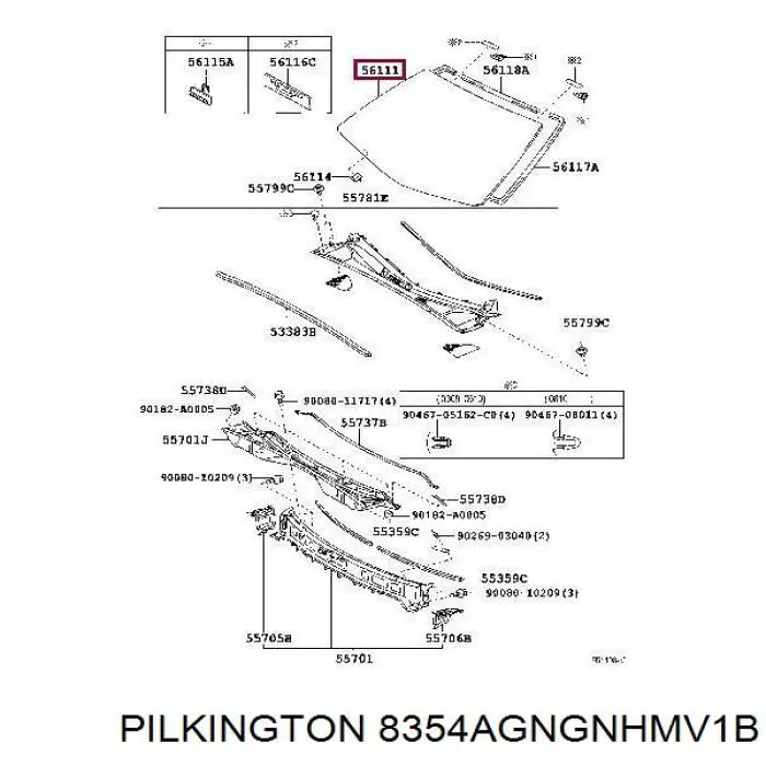 Лобовое стекло 8354AGNGNHMV1B Pilkington