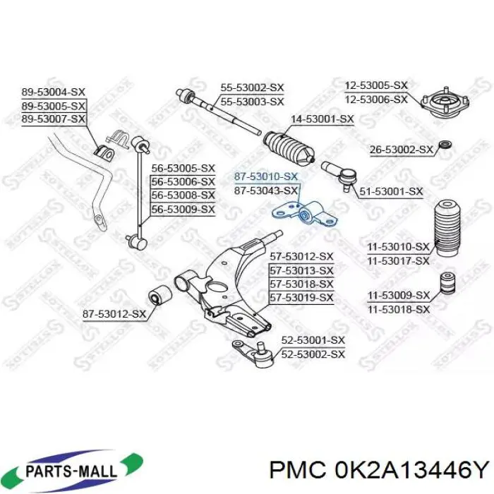 Сайлентблок переднего нижнего рычага 0K2A13446Y Parts-Mall