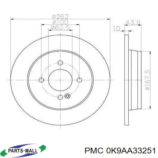 Передние тормозные диски 0K9AA33251 Parts-Mall