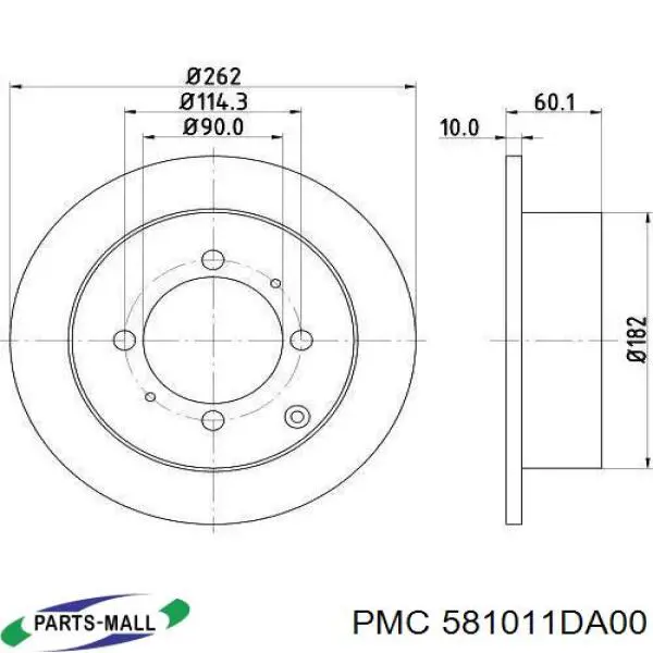 Передние тормозные колодки 581011DA00 Parts-Mall