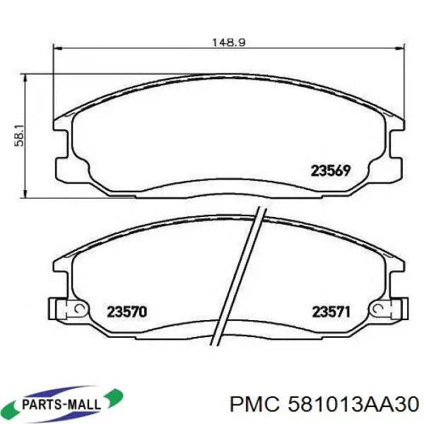 Передние тормозные колодки 581013AA30 Parts-Mall