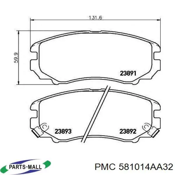 Передние тормозные колодки 581014AA32 Parts-Mall