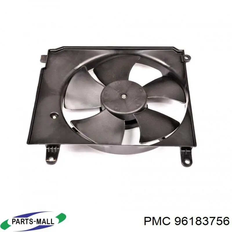 96183756 Parts-Mall диффузор радиатора охлаждения, в сборе с мотором и крыльчаткой
