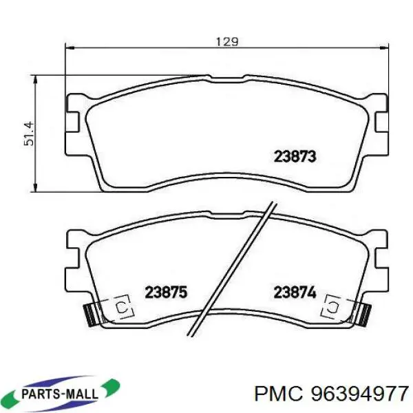 Купить 96394977 Parts-Mall Задние барабанные тормозные колодки