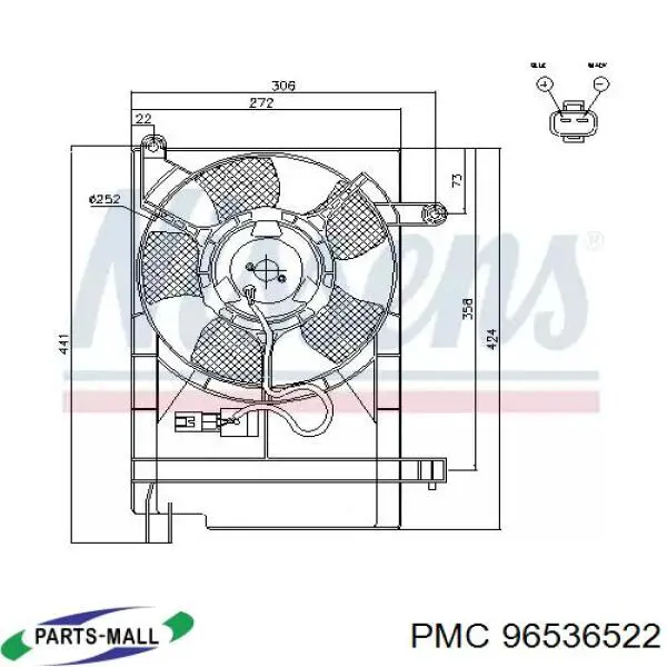 96536521 Market (OEM) диффузор радиатора охлаждения, в сборе с мотором и крыльчаткой