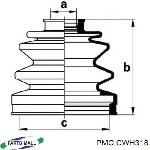 CW-H318 Parts-Mall пыльник шруса передней полуоси наружный